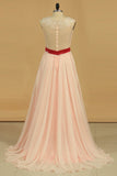 Prom Dresses A Line Chiffon With Applique Sweep