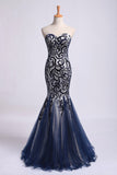 New Style Prom Dresses Mermaid Sweetheart Floor Length Tulle With Embroidery