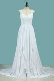 Wedding Dresses A Line Chiffon Off The Shoulder With Applique And