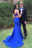 Simple Mermaid Open Back Royal Blue Prom Dresses For Teens, Long Prom Dress STB15394