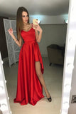 Vintage Red Simple Elegant Cheap Long Prom Dresses Party