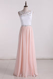 A Line Scoop Prom Dresses Chiffon With Beads And