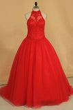 Quinceanera Dresses High Neck Ball Gown Tulle