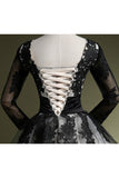 Prom Dresses Scoop A Line With Applique And Ribbon Tea Length