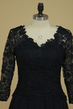 V Neck Mid-Length Sleeves Mother Of The Bride Dresses Chiffon & Lace A Line