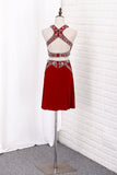 High Neck Two-Piece Homecoming Dresses Sheath Spandex With