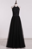 Bridesmaid Dresses A Line Scoop Open Back Tulle With Embroidery And