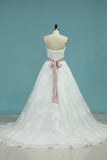 A Line Sweetheart Wedding Dresses Tulle With Applique And