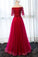 Elegant Half Sleeve Tulle Appliques Sweetheart Red A-Line Floor-Length Prom Dresses