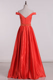 New Arrival Off The Shoulder Prom Dresses A Line Satin With