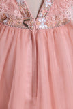 Straps With Beads A Line Prom Dresses Tulle &