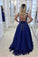 A Line Scoop Tulle Prom Dresses With Applique And
