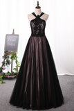 Prom Dresses Tulle & Lace With Beading Floor Length