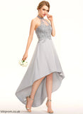 Neckline Lace Straps Length A-Line Fabric Halter Asymmetrical Silhouette Emely A-Line/Princess Sleeveless Bridesmaid Dresses