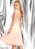 Knee-Length A-Line Neck Scoop With Homecoming Dresses Raven Chiffon Homecoming Dress Beading Lace