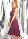 With Chiffon Taylor A-Line Dress Homecoming Dresses Beading Lace Neck Knee-Length Homecoming Scoop