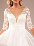 Floor-Length Mimi A-Line Sequins Chiffon Wedding Dresses Wedding Lace Lace V-neck Ruffle With Dress