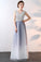Elegant A-Line Ombre Tulle Beads V-Neck Sleeveless Open Back Prom Dresses