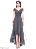 With the Mother V-neck Ruffle Tianna Mother of the Bride Dresses Sequins Bride Beading Dress Tulle A-Line of Asymmetrical