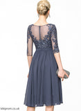 Scoop Sequins Cocktail Cocktail Dresses Knee-Length Neck Yuliana Chiffon With A-Line Lace Dress