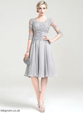 Chiffon Tulle Ruffle A-Line Neck Cocktail Knee-Length Scoop Lace Cocktail Dresses Dress Perla With Appliques