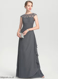 Mother of the Bride Dresses Sequins of the Brynlee Cascading A-Line Dress Scoop With Bride Mother Ruffles Chiffon Beading Neck Floor-Length