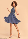 A-Line Halter Lace Dress Homecoming Dresses Homecoming Chiffon Valeria Beading Short/Mini With