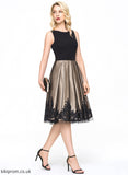 A-Line Knee-Length Cocktail Cocktail Dresses Scoop Sequins Beading Crepe Stretch Neck With Tulle Yazmin Dress