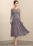 Mother of the Bride Dresses Chiffon Sequins Lace Dress Bride Scoop A-Line With of Maribel Neck Tea-Length Mother the