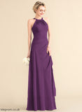 Neckline Floor-Length Fabric ScoopNeck Silhouette Length A-Line CascadingRuffles Embellishment Scarlet Bridesmaid Dresses