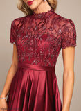 Sequins Lace Dress Asymmetrical With Kaleigh Neck Cocktail Dresses High Cocktail A-Line Ruffle Satin
