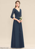 Neckline Bow(s) Length Ruffle V-neck A-Line Floor-Length Fabric Embellishment Silhouette Mikaela Bridesmaid Dresses