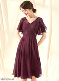 Sequins V-neck With Cocktail Dresses A-Line Cocktail Chiffon Lace Knee-Length Lilith Dress