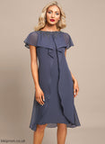 Ruffles With Chiffon Neck Kristina Cascading Sheath/Column Dress Lace Cocktail Scoop Appliques Cocktail Dresses Knee-Length Beading