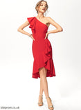 Layla Cocktail Asymmetrical Cascading Cocktail Dresses Stretch Ruffles Dress One-Shoulder Trumpet/Mermaid With Crepe