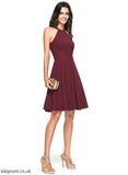 Scoop Crepe Ellie Cocktail Dresses Knee-Length Ruffle Stretch Neck Cocktail With A-Line Dress