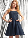 Homecoming Square Lace Short/Mini A-Line With Homecoming Dresses Rebecca Neckline Dress Satin