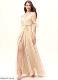 Neckline Fabric SplitFront Floor-Length V-neck Length Silhouette A-Line Ruffle Embellishment Alexia Natural Waist Bridesmaid Dresses