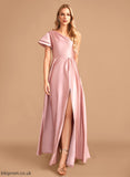 Neckline Embellishment Length Silhouette SplitFront A-Line One-Shoulder Fabric Floor-Length Marie Bridesmaid Dresses