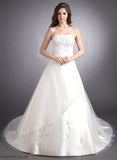 Sweetheart Dress Beading Wedding Dresses Ball-Gown/Princess Wedding Lace Chapel Train With Aileen Satin