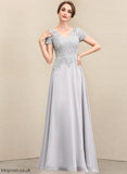 Sequins of Floor-Length Mother of the Bride Dresses A-Line Bride With the V-neck Dress Lace Diamond Chiffon Mother