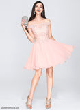A-Line Beading With Off-the-Shoulder Dress Short/Mini Jaslyn Homecoming Dresses Chiffon Homecoming Lace