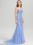Neckline Square Prom Dresses Sequins Sweep Tulle Train Maisie With Trumpet/Mermaid