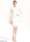 Brynlee Sheath/Column Knee-Length Wedding Dress Scoop Wedding Dresses Lace Neck