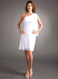 Dress Chiffon Beading Sheath/Column With Thelma One-Shoulder Cocktail Dresses Knee-Length Ruffle Cocktail