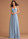 Neckline Embellishment A-Line Fabric Silhouette V-neck Length Ruffle Floor-Length Lacey Bridesmaid Dresses