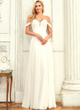 Wedding Dresses Floor-Length Off-the-Shoulder Wedding Lace Mia Chiffon Dress A-Line