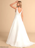 Sweep Dress With Wedding Dresses Train Ball-Gown/Princess V-neck Wedding Yareli Beading Satin