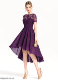 Cocktail Dresses Asymmetrical Scoop A-Line Neck Dress Chiffon With Lace Lace Cocktail Diana