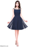 Cocktail Knee-Length Dress Ruffle Scoop Cocktail Dresses A-Line Beading Haley Neck With Chiffon